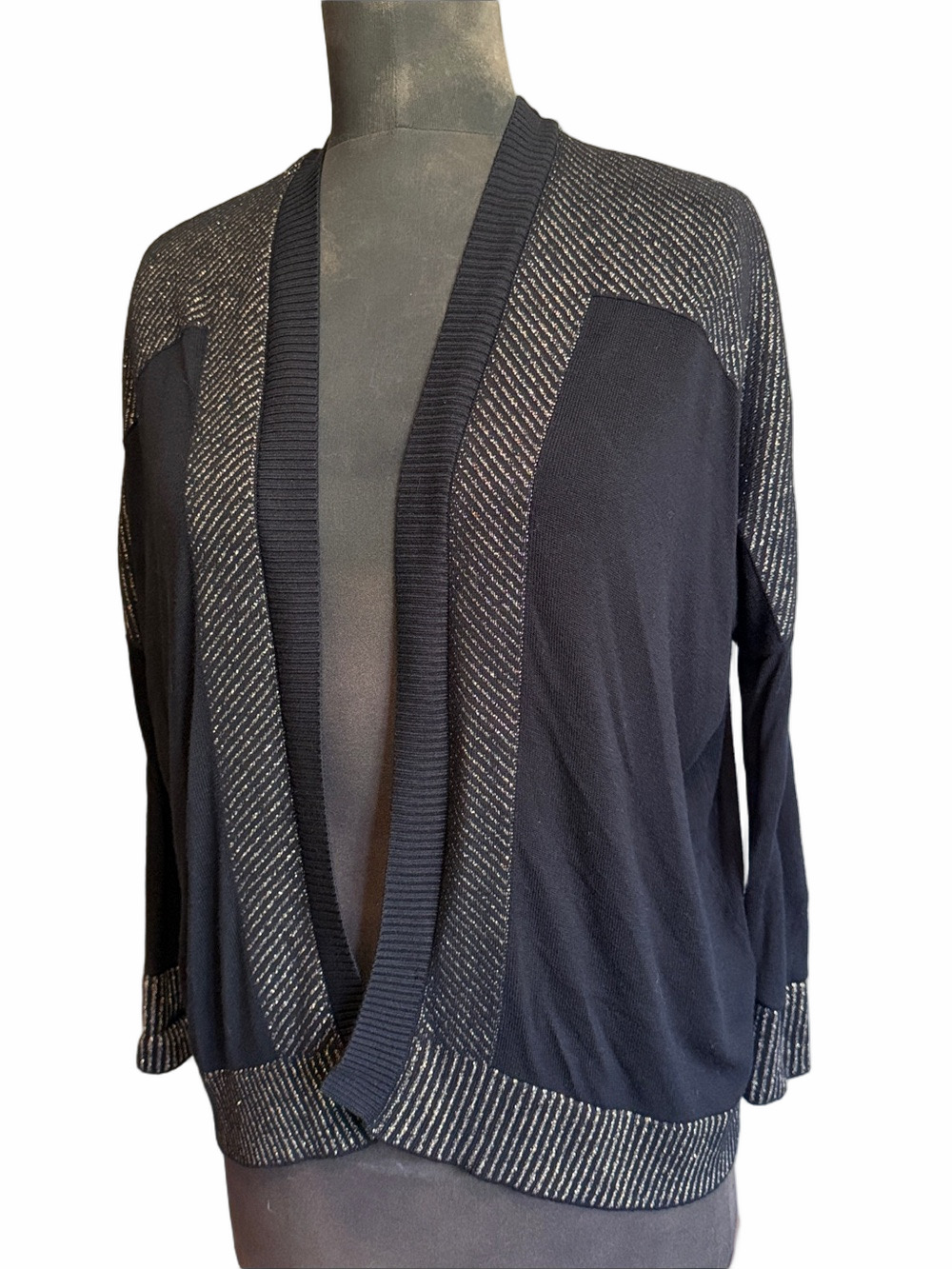 Gentle Fawn Black Open-Front Cardigan with Metallic Details